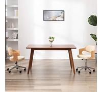 KTHLBRH Sedia girevole per sala da pranzo, in similpelle, con ruote, color | Ecopelle, facile da pulire, telaio in legno di buco stabile, molla a gas, regolazione in altezza, 5 ruote mobili