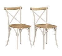 KTHLBRH Sedie da sala da pranzo, 2 pezzi, in legno massiccio di mango, colore bianco, per soggiorno, cucina, camera da letto