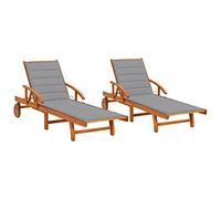 KTHLBRH Sedie per il tempo libero, per terrazze, per il tempo libero, per tutte le stagioni, adatte per giardino, terrazza, piscina, spiaggia, 2 pezzi, con cuscini in legno massello di acacia