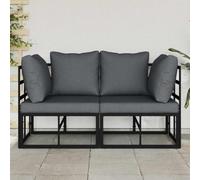 KTHLBRH Set 2 Pezzi Mobili Giardino Metallo Nero Antracite | Design Moderno, Telaio Resistente, Cuscino Rimovibile, Per Terrazza E Patio