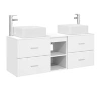 KTHLBRH Set Armadi Bagno 3 Pezzi Bianco 49,5 x 41 x 63 cm Legno | Design a parete, 4 cassetti, 1 ripiano, montaggio a parete, uso interno, punte personalizzazione incluse
