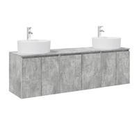KTHLBRH Set Armadi Bagno 3 Pezzi Grigio Cemento 49,5 x 44,5 x 65 cm Legno | Design parete, risparmio spazio, anta 90°, installazione flessibile, solo interno