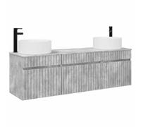 KTHLBRH Set Armadi Bagno 3 Pezzi Grigio Cemento 49x44,5x65,5 cm Legno | Montaggio a parete, spazio salvato, personalizzazione lavabo, stoccaggio ampio, uso interno