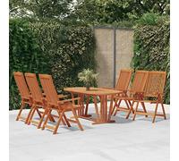 KTHLBRH Set da giardino in legno massiccio di eucalipto, 7 pezzi