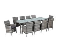 KTHLBRH Set da pranzo da giardino con cuscini, in polyrattan, grigio, set da giardino per esterni, set di mobili per pasti accoglienti all'aperto