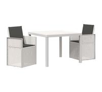 KTHLBRH Set da Pranzo per Giardino 3 pz Bianco e Antracite PP | Seduta per 2, larghezza sedile 47 cm, profondità 36 cm, braccioli bianchi in plastica, altezza schienale 45 cm