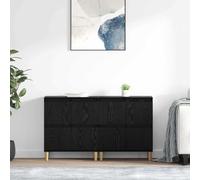 KTHLBRH Set di 2 credenze nere, effetto rovere, 60 x 35 x 70 cm | legno, gambe stabili, ante con cerniere, spazio per la cucina