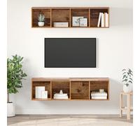 KTHLBRH Set di 2 mobili per TV, in legno vecchio, mobiletto per TV, 37 x 37 x 142,5 cm, in legno