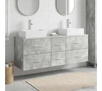 KTHLBRH Set di 3 armadietti da bagno grigio cemento 49,5 x 41 x 62,5 cm con | legno e acciaio, superficie liscia, facile da pulire, montaggio a parete, trapano incluso, montaggio a coppia