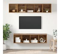 KTHLBRH Set di 4 mobili per TV, in legno antico, 37 x 37 x 142,5 cm, in legno