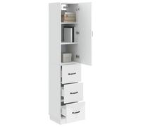 KTHLBRH Set di Armadi 2 Pcs Bianco Lucido 33 x 34,5 x 87 cm | Legno Ingegnerizzato, 3 Cassetti, 2 Ripiani, Porta Scorrevole, Maniglia in Metallo