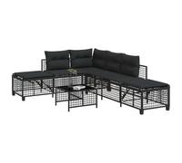 KTHLBRH Set di divani ad angolo per esterni, con telaio in acciaio e piano in vetro temperato, mobili da giardino, in polyrattan, impermeabile, con pannelli laterali regolabili
