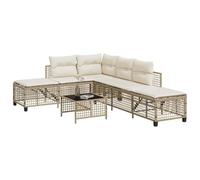 KTHLBRH Set di divani angolari per esterni, con telaio in acciaio e piano in vetro temperato, mobili da giardino in polyrattan, impermeabile, con pannelli laterali regolabili, lettino da giardino