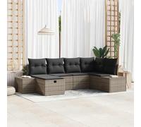 KTHLBRH Set di divani da giardino, 7 pezzi, in polyrattan, modulare, con | Resistente ai raggi UV, telaio in acciaio verniciato a polvere, cuscino con cerniera, braccioli piatti, primavera estate
