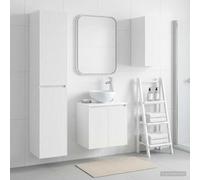 KTHLBRH Set di mobili da bagno 3 pezzi bianco 33 x 34,5 x 160 cm montaggio | sospeso, resistente all'umidità, ante con cerniere, trapano incluso, lavandino a scelta libera