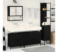 KTHLBRH Set di mobili da bagno 4 pezzi con specchio piatto, design minimalista e ampio stoccaggio, in legno resistente all'umidità per bagni moderni e classici, facile montaggio