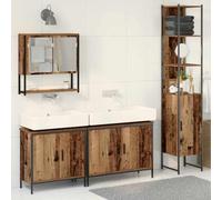 KTHLBRH Set di mobili da bagno 4 pezzi con specchio piatto, design minimalista e ampio stoccaggio, in legno resistente all'umidità per bagni moderni e classici