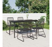 KTHLBRH Set di mobili da giardino in rattan di PVC, nero, 5 pezzi