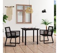 KTHLBRH Set di mobili da giardino per terrazze, mobili da balcone, 3 pezzi, in PVC, colore nero