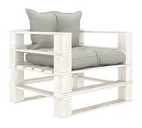 KTHLBRH Set di mobili da terrazza, per esterni, per conversazioni all'aperto, per giardino, cortile, piscina, giardino, pallet, con cuscino tortora, legno