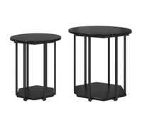 KTHLBRH Set di tavolini con ripiano 2 pezzi rovere nero tavolino rotondo moderno con stoccaggio e design elegante
