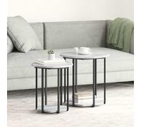 KTHLBRH Set di tavolini da salotto 2 pezzi grigio sonoma e nero tavolino rotondo moderno con stoccaggio e design elegante