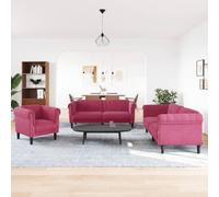 KTHLBRH Set Divani 3 Pezzi Rosso Vino Velluto | Gommapiuma Morbida, Gambe Robuste, Design Moderno, Carico Max 110 kg per Seduta