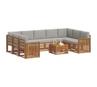 KTHLBRH Set Divani con Cuscino 10 pcs Grigio Naturale e Chiaro