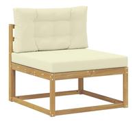KTHLBRH Set Divani da Esterno 4 Pezzi Bianco Crema | Modulare con Pouf, Legno Acacia, Resistente alle Intemperie, 333 x 162,5 x 73 cm
