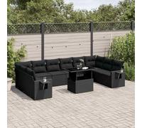 KTHLBRH Set Divani da Giardino 11 pz con Cuscini in Polyrattan Nero | Tavolino Alzata Regolabile, Design Modulare, Resistente Agenti Atmosferici, Per Terrazza Patio