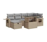 KTHLBRH Set Divani da Giardino 7 pz con Cuscini Beige in Polyrattan | Design modulare, tavolino laterale pieghevole con molla a gas, cuscini sfoderabili, custodia resistente all'acqua, piedini