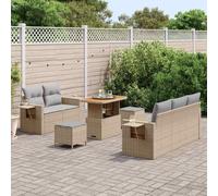 KTHLBRH Set Divano da Giardino 10 pcs Beige e Grigio Chiaro
