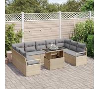 KTHLBRH Set Divano da Giardino 10 pcs beige e grigio chiaro polyrattan