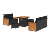 KTHLBRH Set Divano da Giardino 8 Pezzi 8 Posti Nero Polyrattan con Cuscini | Telaio acciaio verniciato a polvere,cuscini rimovibili,uso esterno primavera estate,design intrecciato moderno