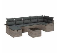 KTHLBRH Set Divano da Giardino 8 pz Poly Rattan Modulare | Poltrone e ottomani modulari, cuscini removibili, scomparti nascosti, polyrattan resistente UV, bassa manutenzione
