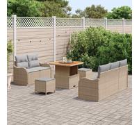 KTHLBRH Set Divano Giardino 8 Pezzi Beige Grigio Chiaro