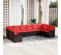 KTHLBRH Set Divano Giardino Polyrattan Marrone 10 Pezzi | Con Cuscino, Design Moderno, Per Terrazza, Adatto A Spazi Esterni