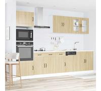 KTHLBRH Set Mobili Cucina 7 Pezzi Kalmar Rovere Sonoma Truciolato | Piedini regolabili, superficie liscia facile da pulire, ampio spazio per stoviglie, mobile base lavello 80 cm incluso
