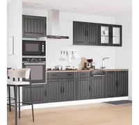 KTHLBRH Set Mobili Da Cucina 7 Pezzi Kalmar Nero Legno Multistrato | Piedini regolabili, superficie liscia, facile pulizia, ampio spazio, mobile base lavello 80 cm