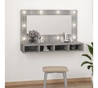 KTHLBRH Sonoma - Armadietto a specchio con LED grigio, 90 x 31,5 x 62 cm