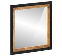 KTHLBRH Specchio da Bagno 55x1x60 cm in Vetro e Legno Massello di Mango | Montaggio a parete salvaspazio, riflesso non distorto, ferro, venature uniche, assemblaggio richiesto