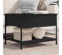 KTHLBRH Tavolino da caffè in legno di ingegneria e metallo nero tavolino con stoccaggio e gambe regolabili per soggiorno, 70 x 50 x 50 cm
