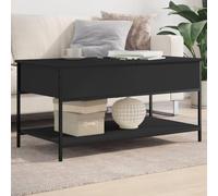 KTHLBRH Tavolino da caffè in legno di ingegneria e metallo nero tavolino con stoccaggio e gambe regolabili per soggiorno, 100 x 50 x 50 cm