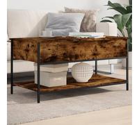 KTHLBRH Tavolino da caffè in legno ingegneria metallo rovere fumo, tavolino con stoccaggio e gambe regolabili per soggiorno, 100 x 50 x 50 cm