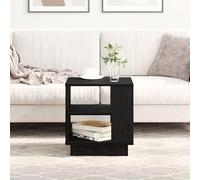 KTHLBRH Tavolino da Caffè Quadrato Nero in Legno Ingegnerizzato con Finitura Opaca e Due Ripiani per Soggiorno Moderno e Design Minimalista