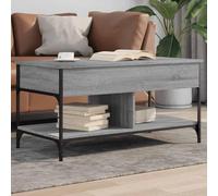 KTHLBRH Tavolino in legno ingegneria metallo grigio Sonoma Tavolino con superficie sollevabile e stoccaggio nascosto 100 x 50 x 50 cm