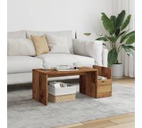 KTHLBRH Tavolino Traforato Geometrico in Truciolato Antico Legno con Scomparto Laterale, 90x45x35 cm, Design Chic per Soggiorno, Facile Pulizia e Assemblaggio, Resistente a Umidità