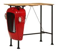 KTHLBRH Tavolo da bar rustico con cofano del trattore | Stile industriale | Struttura in acciaio e legno resistente | Decorazione unica per cucina o sala da pranzo