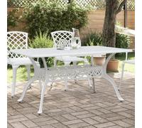 KTHLBRH Tavolo da giardino bianco, 150 x 90 x 72 cm, in alluminio pressofuso
