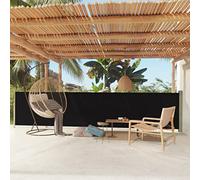 KTHLBRH Tenda da sole laterale allungabile, 117 x 600 cm, colore nero, per la privacy e la decorazione elegante per il vostro balcone